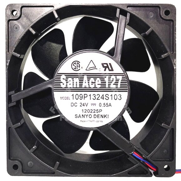 Sanyo Denki 109P1324S103 DC 24V 0.55A 3 Wires Axial Cooling Fan