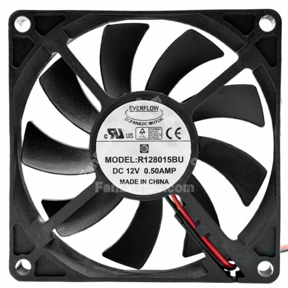 EVERFLOW R128015BU DC 12V 0.50AMP 2 Wires Axial Cooling Fan