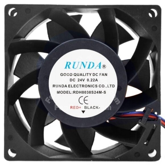 RUNDA RDH8038S24M-S DC 24V 0.22A 2 Wires / 3 Wires Axial Cooling Fan