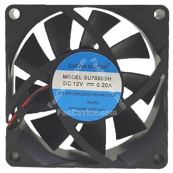 SUFAN MOTOR SU7020SH 12V 0.20A 2 Wires DC Brushless Axial Cooling Fan