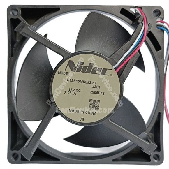 Nidec U12E15MS2J3-57 DC 15V 0.053A 4 Wires Axial Cooling Fan