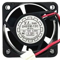 YaLn Fan D40SM-12C DC 12V 0.50A 2 Wires 4020 Axial Cooling Fan