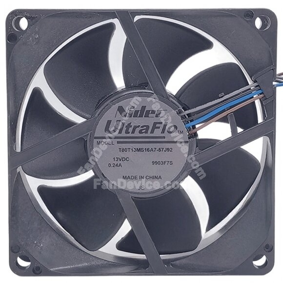 Nidec UltraFlo T80T13MS16A7-57J92 DC 13V 0.24A PWM Axial Cooling Fan