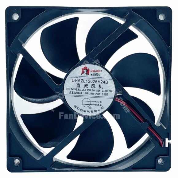 DELIXI DHAZL12025H24B DC 24V 0.25A 6W 2 Wires 2700RPM Axial Fan