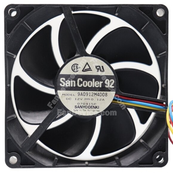 Sanyo Denki 9A0912M4D08 DC 12V 0.12A 3 Wires 9025 Axial Cooling Fan