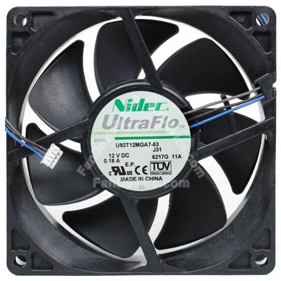 Nidec UltraFlo U92T12MGA7-53J31 DC 12V 0.18A 2 / 3 Wires 9225 Axial Fan