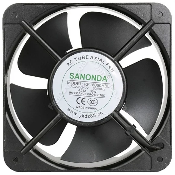 SANONDA KF18060HBL 220/240V 0.35A 50W 2 Wires Impedance Protected Cooling Fan
