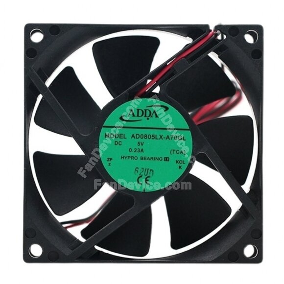 ADDA AD0805LX-A70GL DC 5V 0.23A 2 Wires Axial Cooling Fan