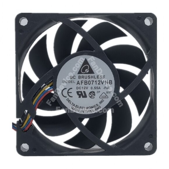 Delta AFB0712VHB DC 12V 0.55A 2 Wires / 3 Wires / 4 Wires Axial Cooling Fan