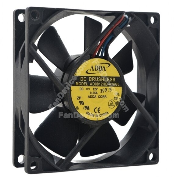 ADDA AD0812HB-A76GL DC 12V 0.25A 3 Wires Axial Cooling Fan