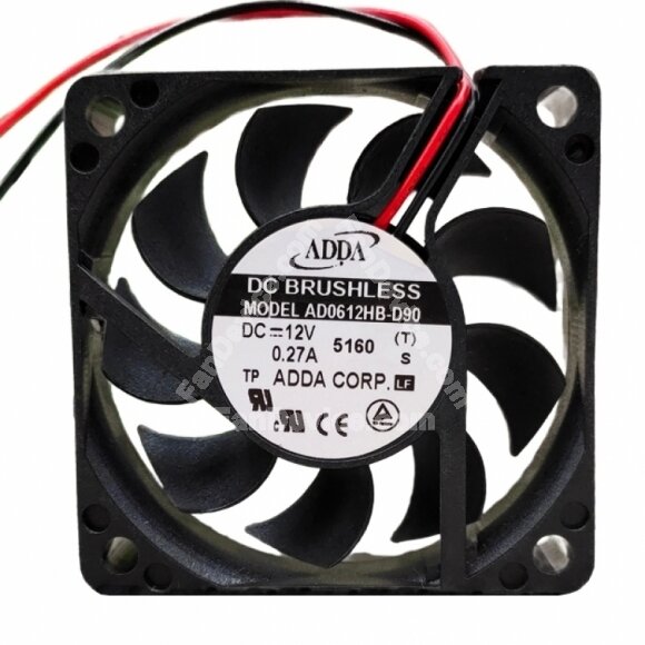 ADDA AD0612HB-D90 DC 12V 0.27A 2 Wires / 3 Wires / 4 Wires Axial Cooling Fan