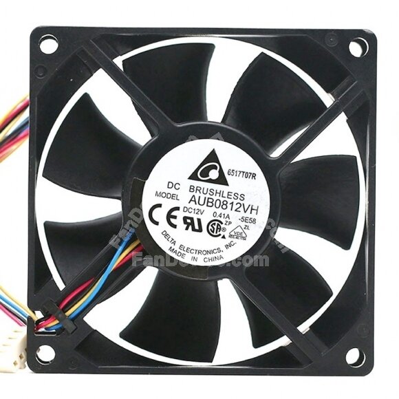 thumbnail image 2 of Delta AUB0912VH 92mm PWM Case Fan – 4-Pin, 12V, 0.60A, 67.8 CFM – Used But Fully Functional 2 of 4