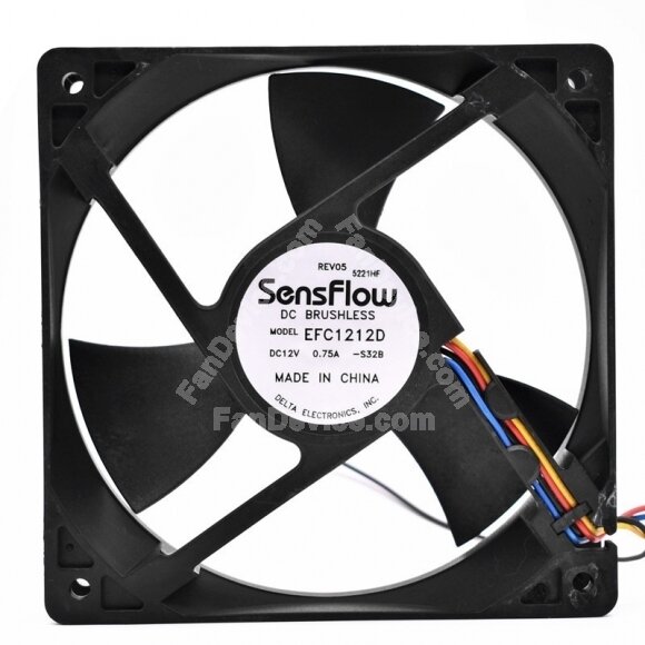 Delta Sensflow EFC1212D DC 12V 0.75A 2 Wires / 3 Wires / 4 Wires Axial Cooling Fan