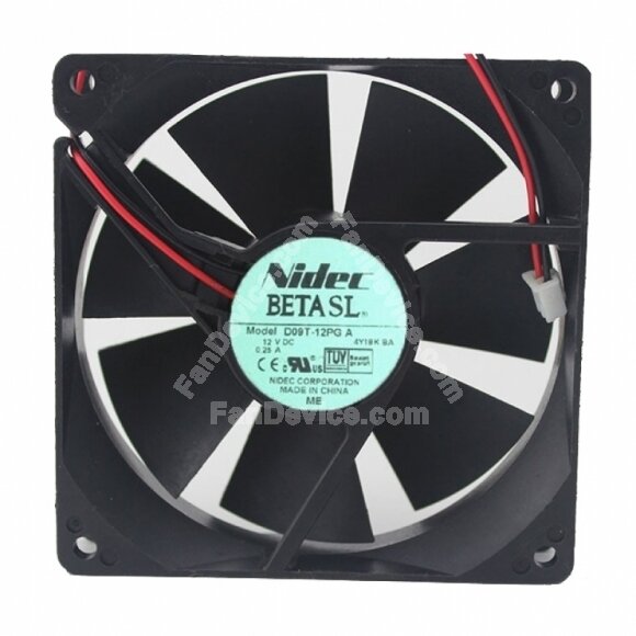 Nidec D09T-12PG DC 12V 0.25A 2 Wires Axial Cooling Fan