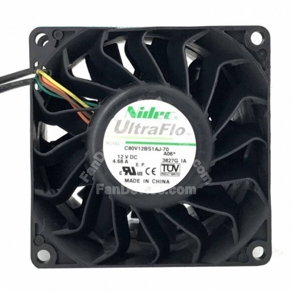 Nidec C80V12BS1AJ-70 DC 12V 4.68A 8 Wires Axial Cooling Fan