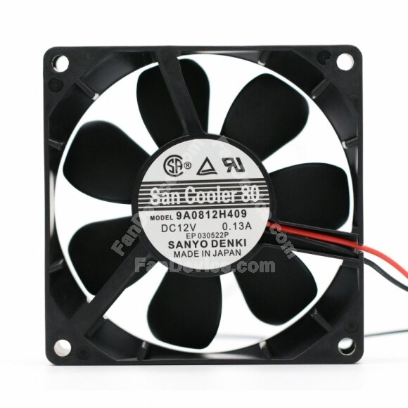 Sanyo Denki San Cooler 80 9A0812H409 DC 12V 0.13A 8025 Axial Cooling Fan