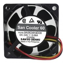 Sanyo Denki San Cooler 60 9A0624H4D08 DC 24V 0.06A 6025 Axial Cooling Fan