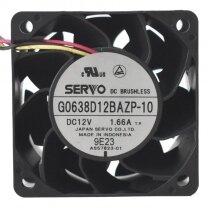Servo G0638D12BAZP-10 DC 12V 1.66A 6038 Axial Brushless Cooling Fan