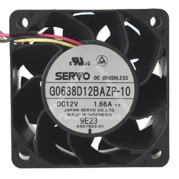 Servo G0638D12BAZP-10 DC 12V 1.66A 6038 Axial Brushless Cooling Fan