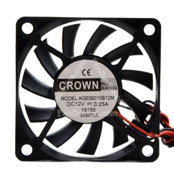CROWN AGE06010B12M DC 12V 0.25A 6010 Axial Ball Bearing Cooling Fan