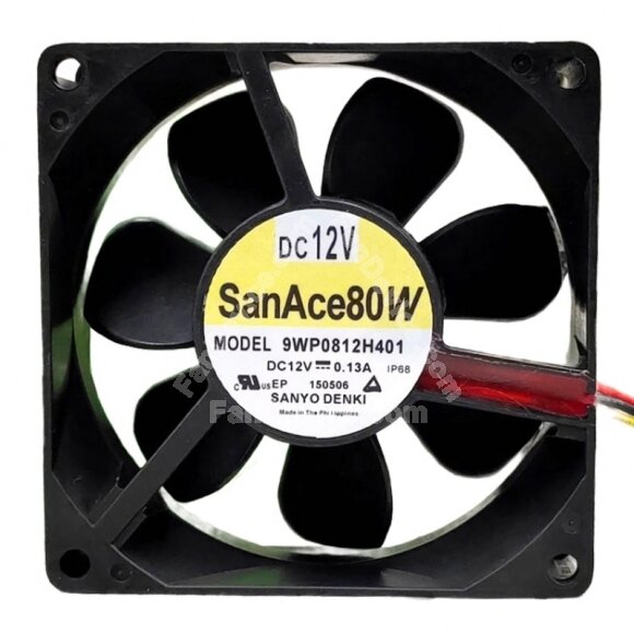 Sanyo Denki San Ace 80W 9WP0812H401 DC 12V 0.13A 3 Wires Axial Cooling Fan
