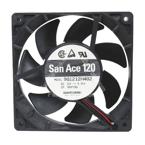 Sanyo 9G1212H402 DC 12V 0.31A 2 Wires Axial Cooling Fan