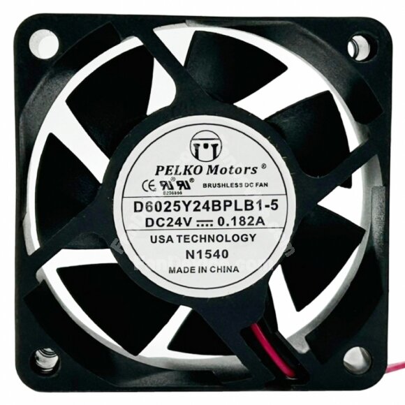 PELKO Motors D6025Y24BPLB1-5 DC 24V 0.182A 2 Wires Brushless Axial Cooling Fan