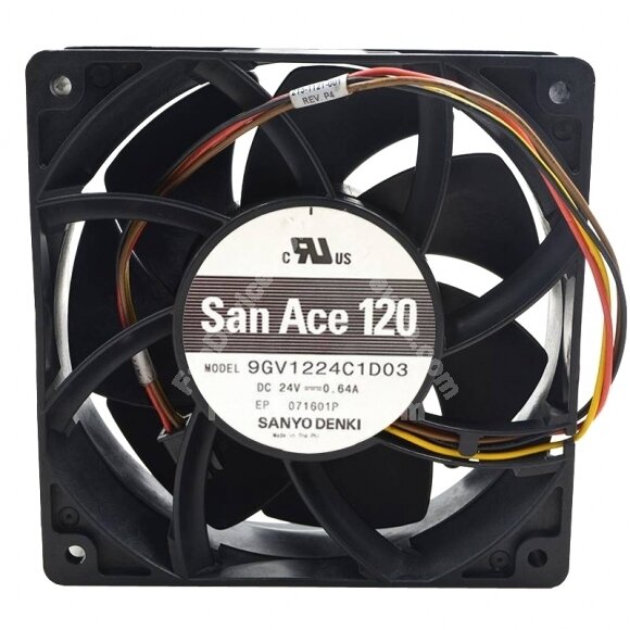 Sanyo Denki 9GV1224C1D03 DC 24V 0.64A 2 Wires / 3 Wires / 4 Wires Axial Cooling Fan