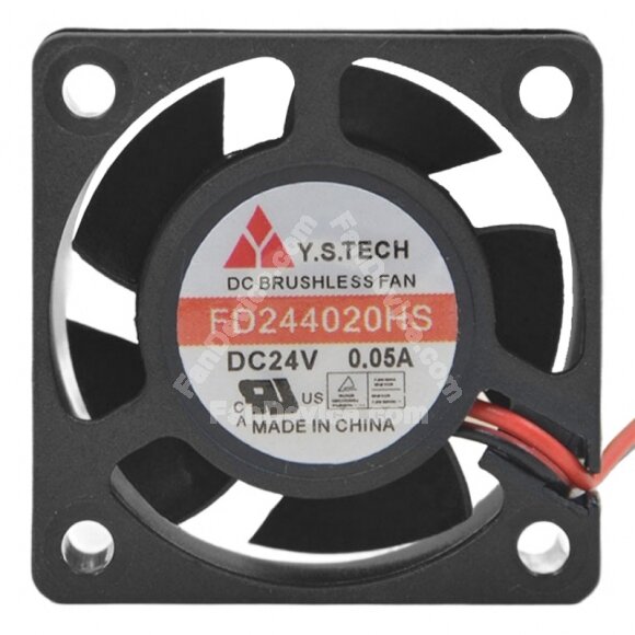Y.S.TECH FD244020HS DC 24V 0.05A 2 Wires Brushless Axial Cooling Fan