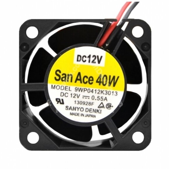 Sanyo Denki 9WP0412K3013 DC 12V 0.55A 2 Wires Axial Cooling Fan