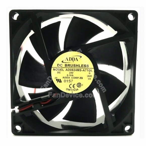 ADDA AD0824MS-A71GL DC 24V 0.10A 2 Wires / 3 Wires Axial Cooling Fan