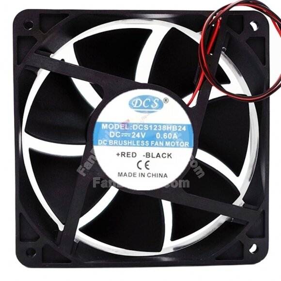 DCS DCS1238HB24 DC 24V 0.60A 2 Wires Brushless Axial Cooling Fan
