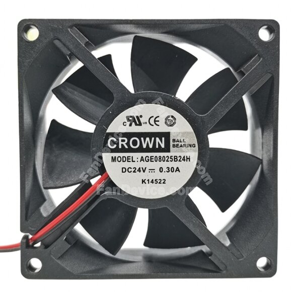 CROWN AGE08025B24H DC 24V 0.30A 8025 Ball Bearing Axial Cooling Fan