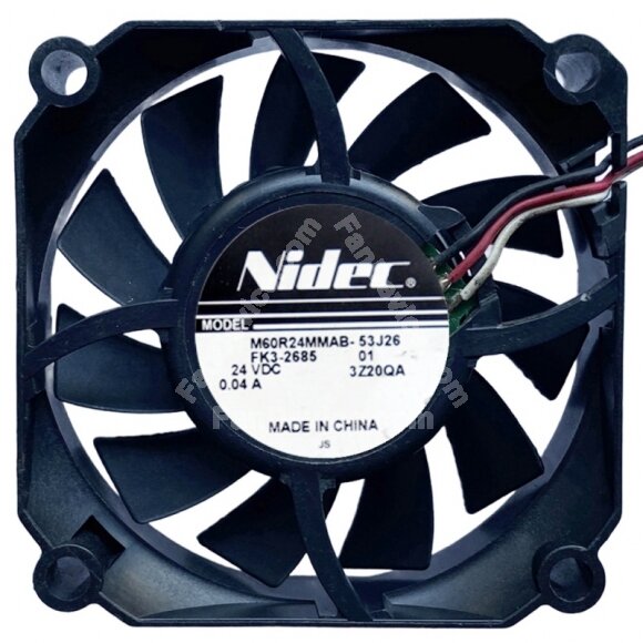 Nidec M60R24MMAB-53J26 DC 24V 0.04A 3 Wires 6015 Axial Cooling Fan