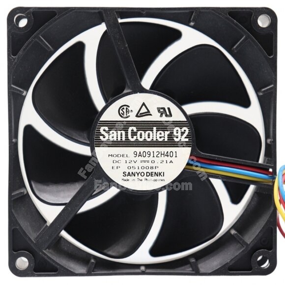 Sanyo 9A0912H401 DC 12V 0.21A 2 / 3 Wires Axial Fan
