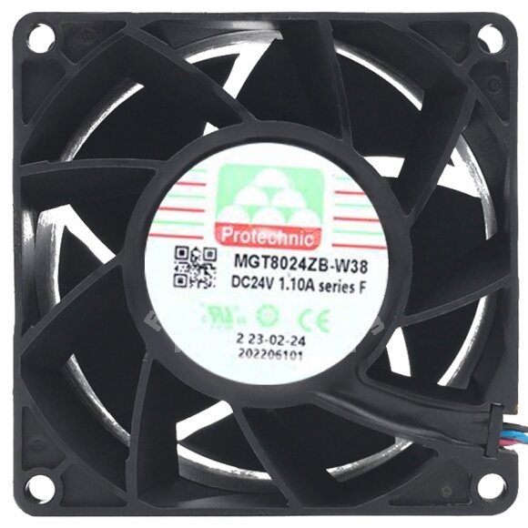 Protechnic MGT8024ZB-W38 DC 24V 1.10A 3 Wires 8038 Axial Cooling Fan