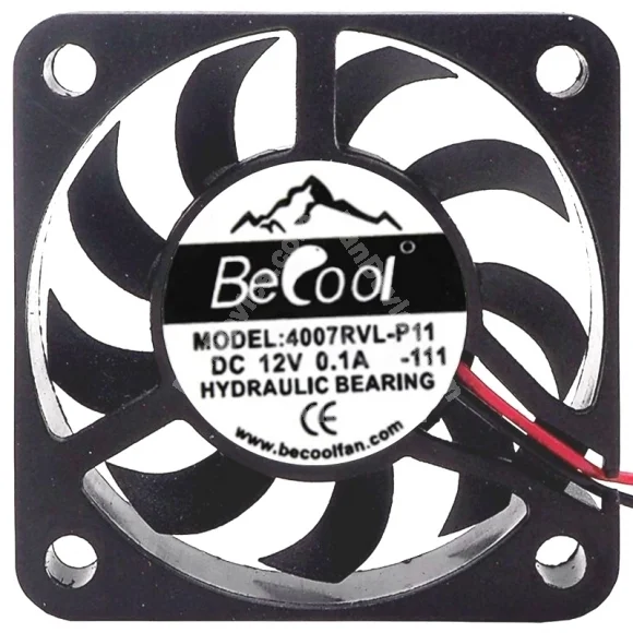 BeCool 4007RVL-P11 12V 0.1A 2 Wires Axial Cooling Fan
