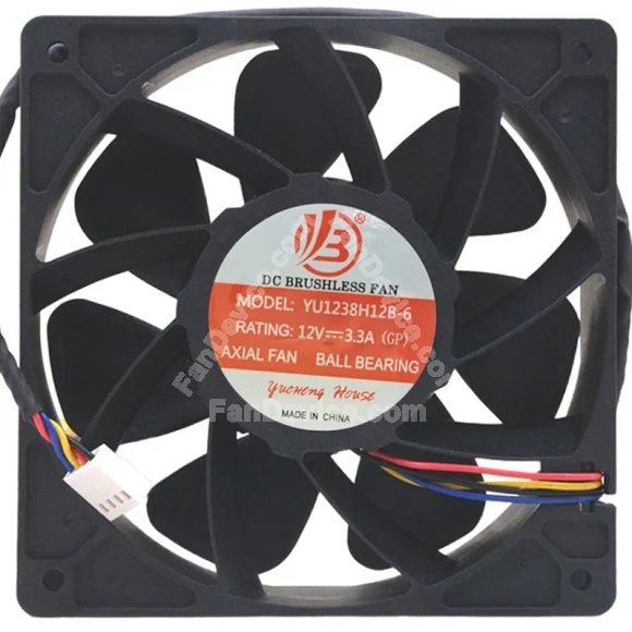 YB YU1238H12B-6 12V 3.3A 2 / 3 / 4 Wires Cooling Fan