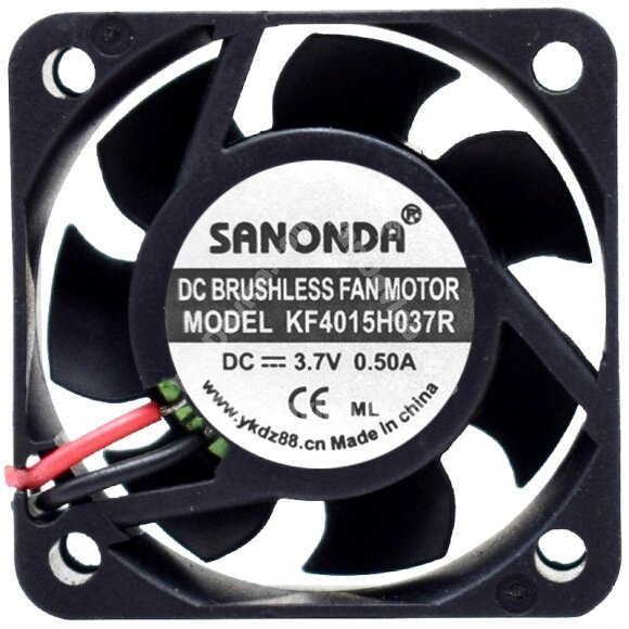 SANONDA KF4015H037R 3.7V 0.50A 2 Wires Axial Cooling Fan
