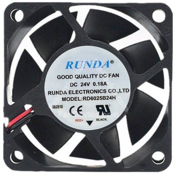 RUNDA RD6025B24H 24V 0.18A 2 Wires Axial Cooling Fan