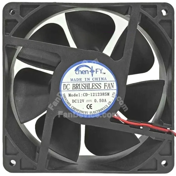 ChenFY CD-121238SM 12V 0.50A 2 Wires Axial Cooling Fan