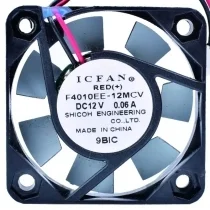 ICFAN F4040EE-12MCV DC 12V 0.06A 2 Wires Axial Cooling Fan