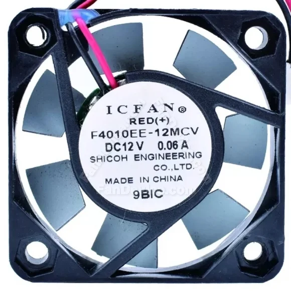 ICFAN F4040EE-12MCV DC 12V 0.06A 2 Wires Axial Cooling Fan