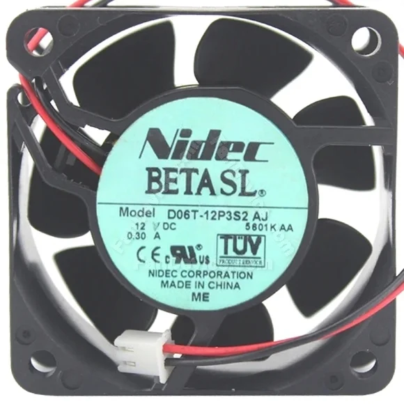 Nidec D06T-12P3S2 AJ DC 12V 0.30A 2 Wires Axial Cooling Fan
