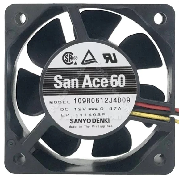 Sanyo 109R0612J4D09 DC 12V 0.47A 3 Wires Axial Cooling Fan