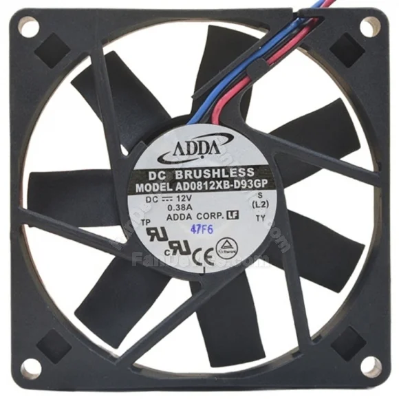 ADDA AD0812XB-D93GP 12V 0.38A DC Brushless 3 Wires Axial Cooling Fan