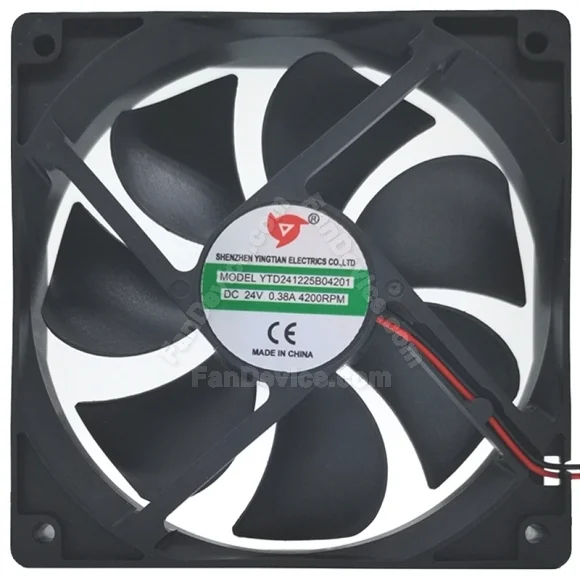 YINGTIAN YTD241225B04201 DC 24V 0.38A 2 Wires 4200RPM Cooling Fan
