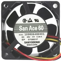 Sanyo 109R0648H401 DC 48V 0.04A 3 Wires Axial Cooling Fan