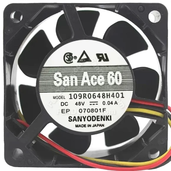 Sanyo 109R0648H401 DC 48V 0.04A 3 Wires Axial Cooling Fan