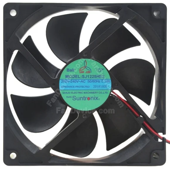 SAN JUN SJ1225HE2 200V-240V 0.10A 2 Wires Impedance Protected Cooling Fan